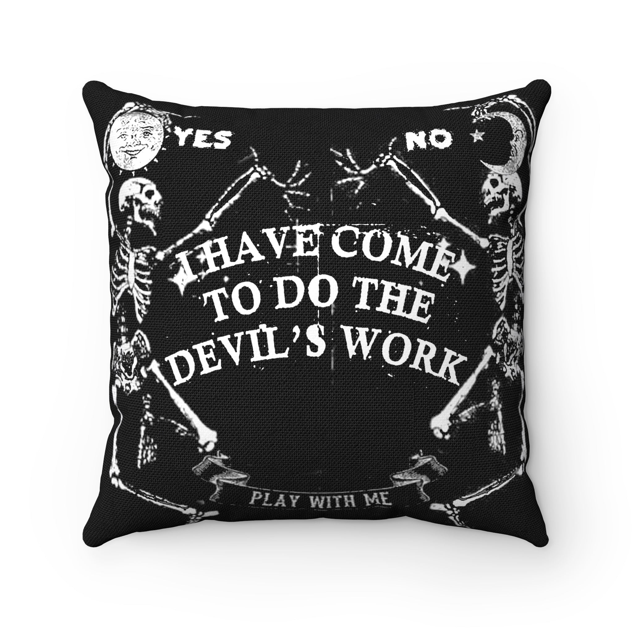 The Devil's Work faux suede pillow