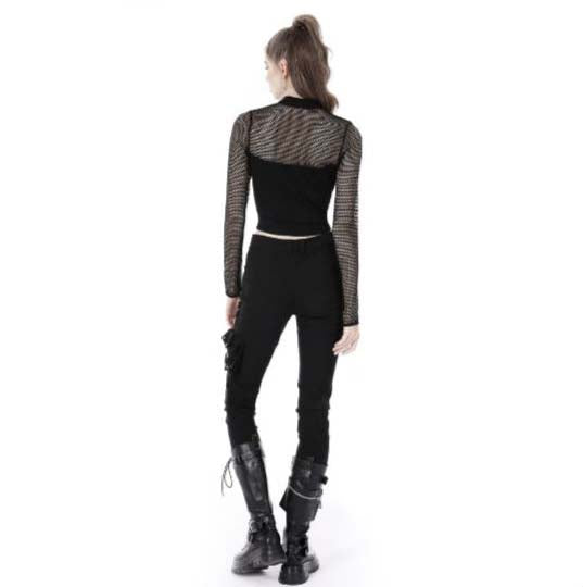 Women’s Punk Mesh Splice Eyelets Crop Top