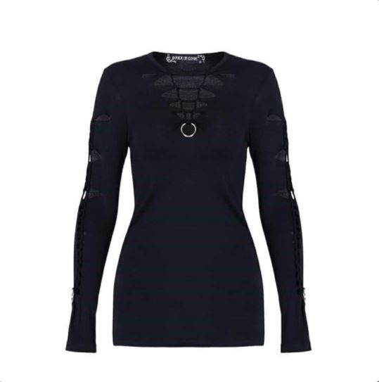 Women’s Distressed Ripped Detail Hip Length Top
