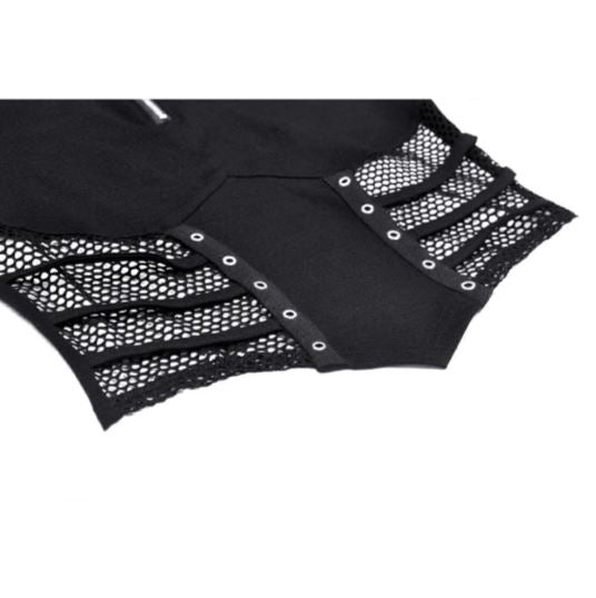 Women’s Punk Mesh Splice Eyelets Crop Top