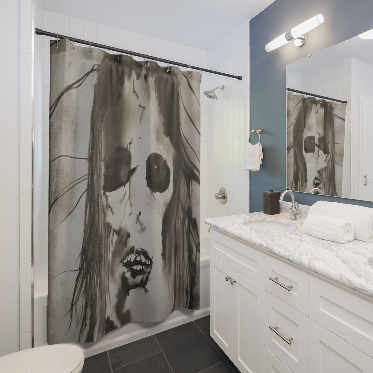 Scary Stories: Am I Pretty? shower curtain