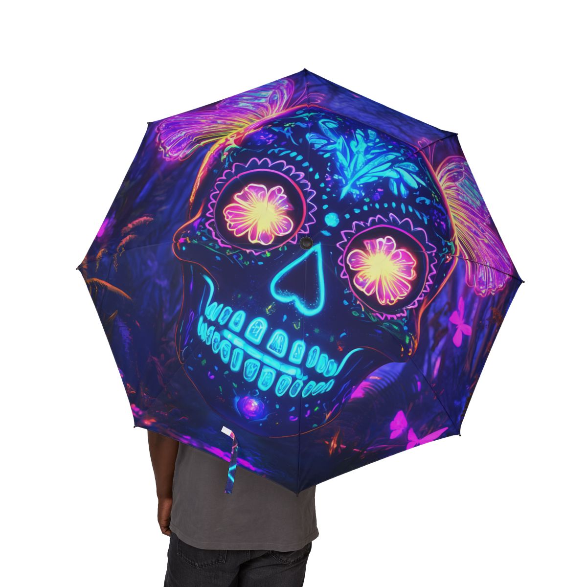 Neon Sugar Skull umbrella