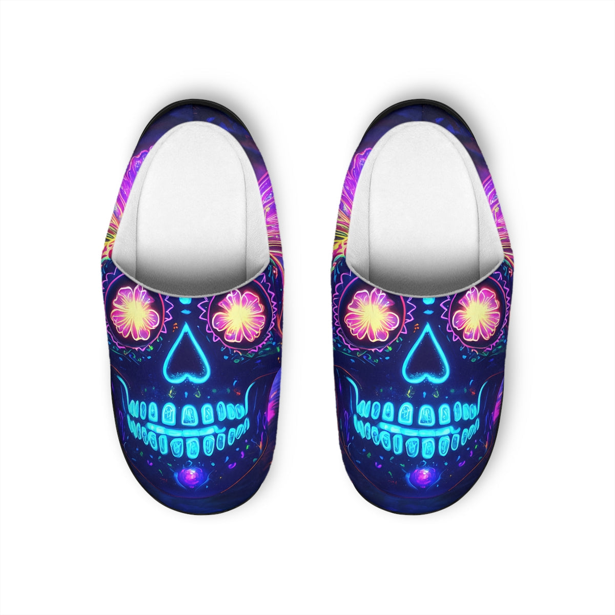 Neon Sugar Skull indoor slippers