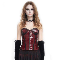 Women’s Lace Red Faux Leather Overbust