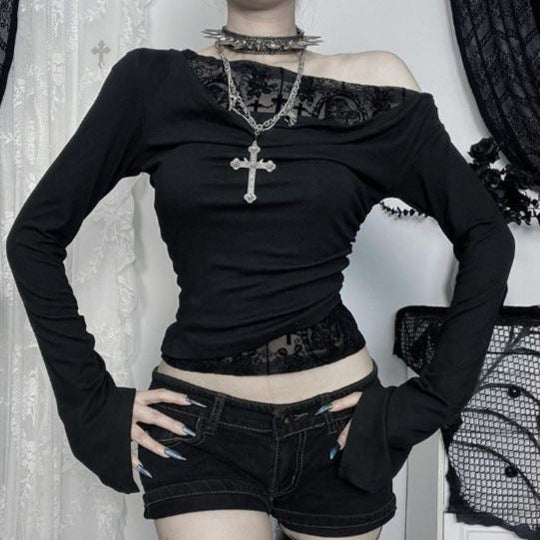 Women’s Lace Long Sleeved Crop Top