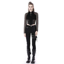 Women’s Punk Mesh Splice Eyelets Crop Top