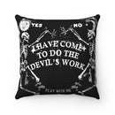 The Devil's Work faux suede pillow