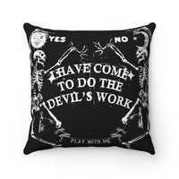 The Devil's Work faux suede pillow