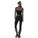 Women’s Punk Mesh Splice Eyelets Crop Top
