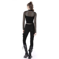 Women’s Punk Mesh Splice Eyelets Crop Top