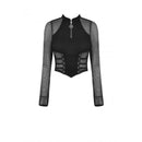 Women’s Punk Mesh Splice Eyelets Crop Top
