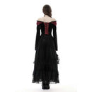 Women’s Off Shoulder Lace Splice Velvet Crop Top