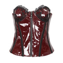 Women’s Lace Red Faux Leather Overbust