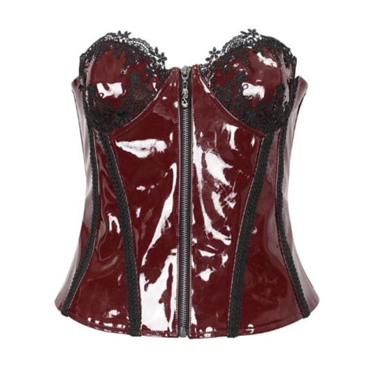 Women’s Lace Red Faux Leather Overbust