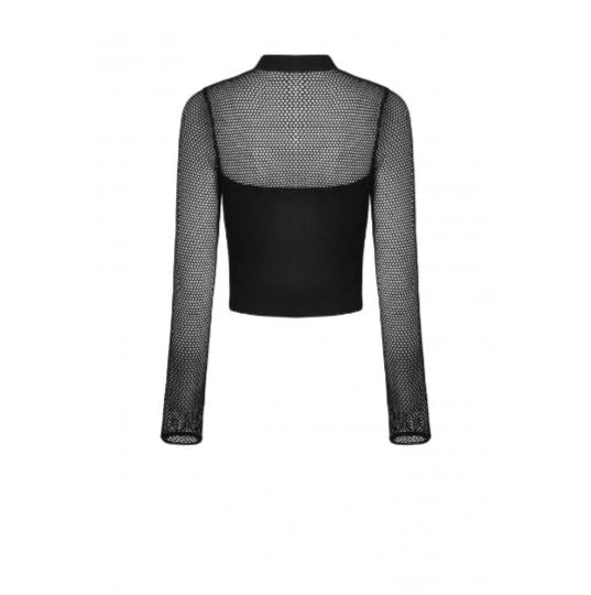 Women’s Punk Mesh Splice Eyelets Crop Top