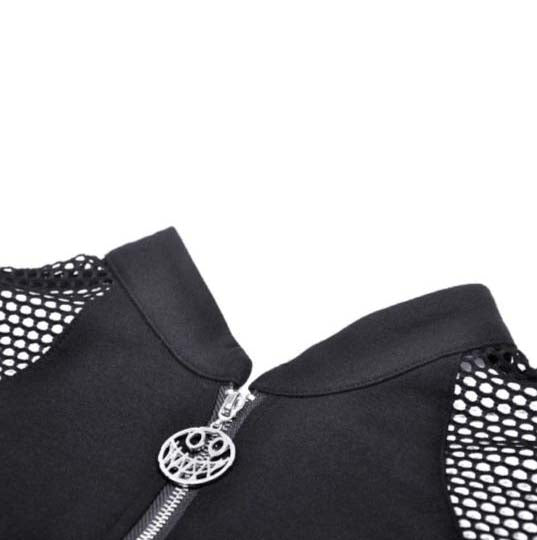 Women’s Punk Mesh Splice Eyelets Crop Top