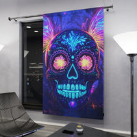 Neon Sugar Skull window curtain